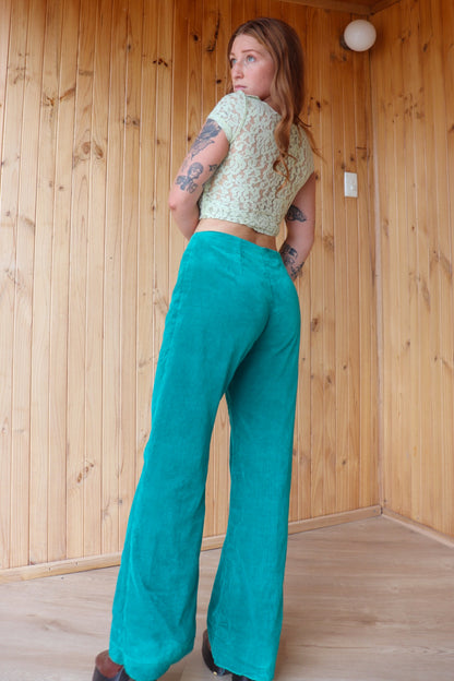 70s Green Velvet Flares