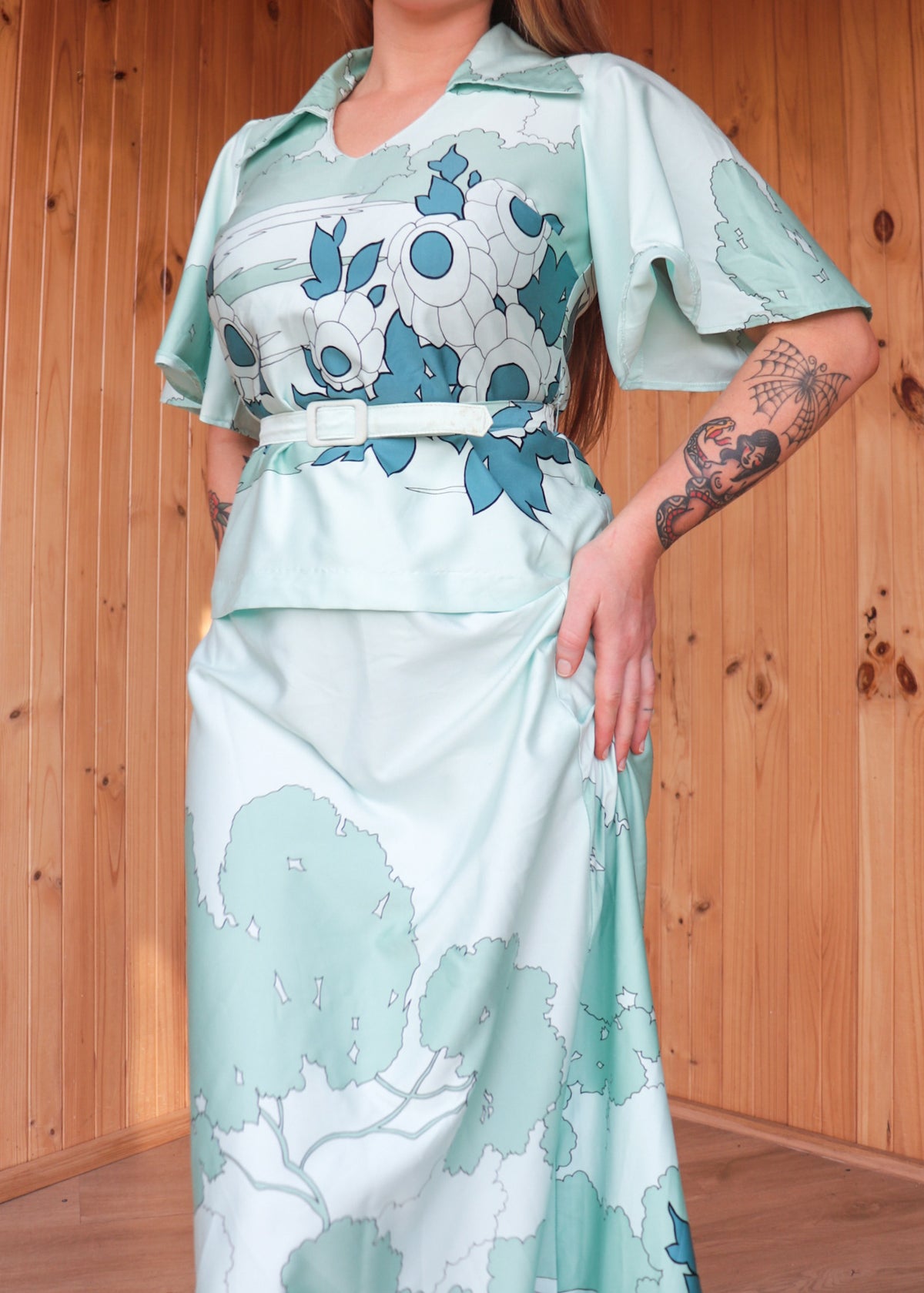 70s Satin Two Piece Set