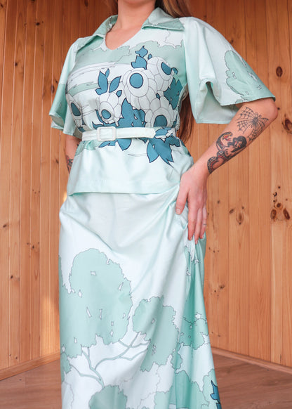 70s Satin Two Piece Set