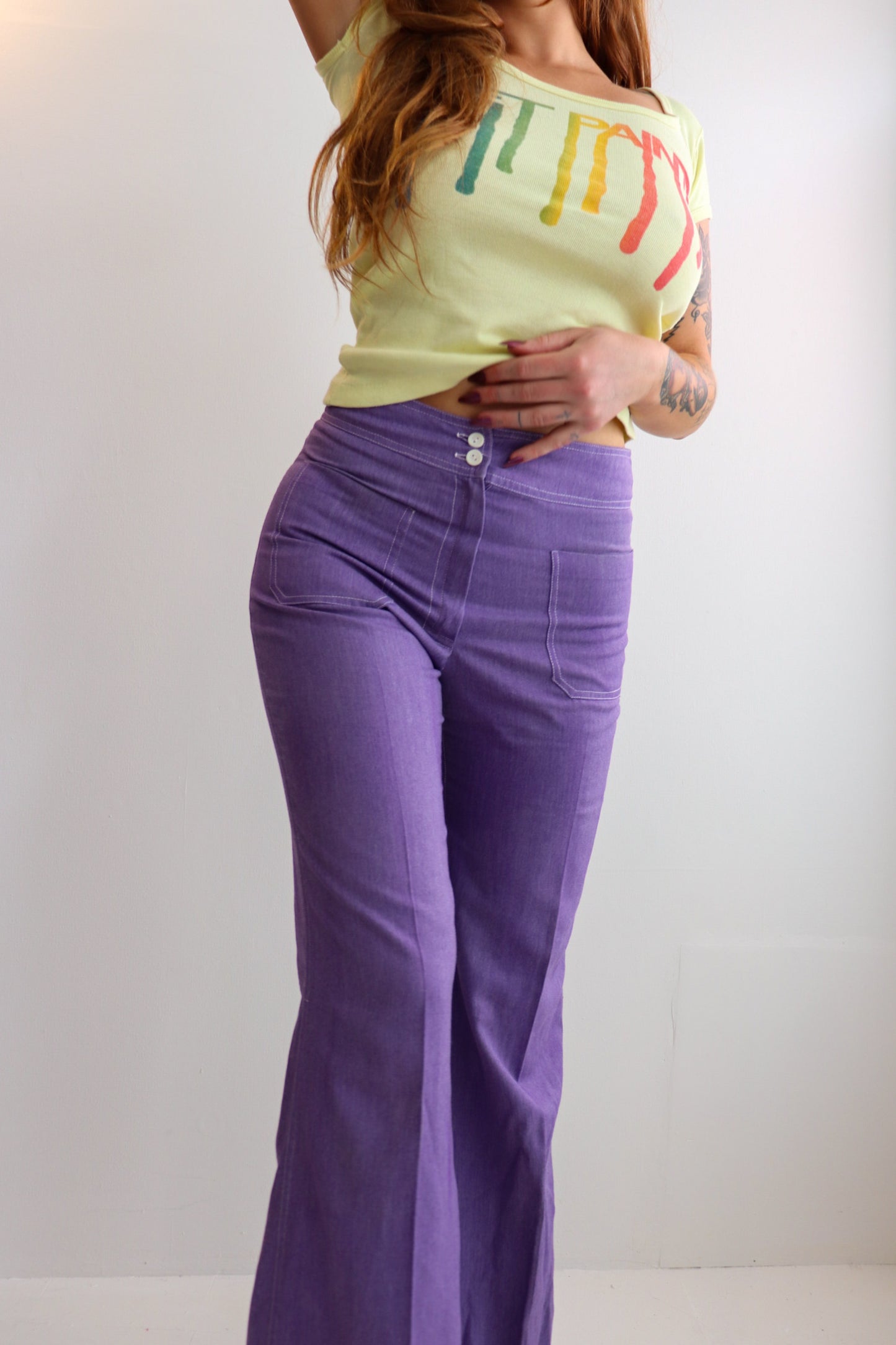Washed Purple Mid Rise Flares