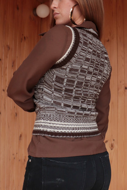Brown Toned Knit Vest