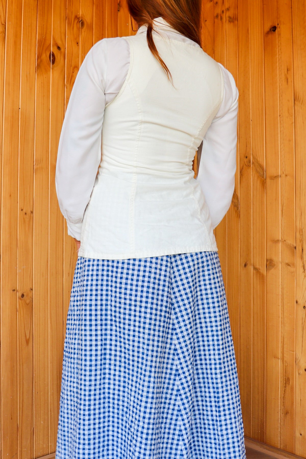 70s White Denim Corset Top