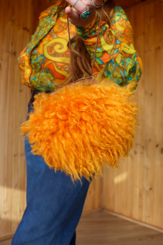 Orange Wool Suede Mini Bag