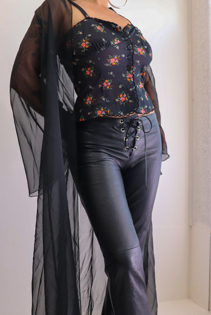 Leather Corset Boot Cut Pants