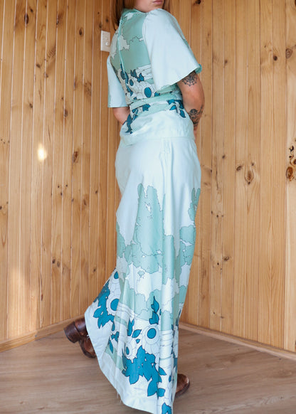 70s Satin Two Piece Set