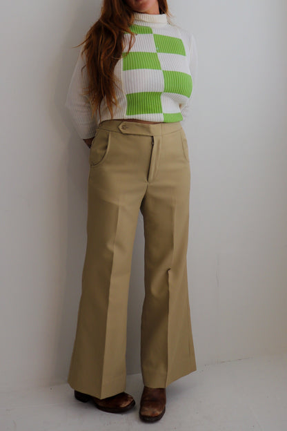 70s Cream Midi Suit Flares