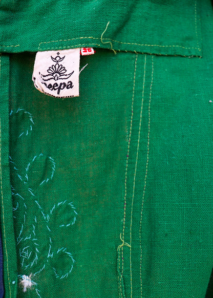 Green Embroidered Prairie Dress