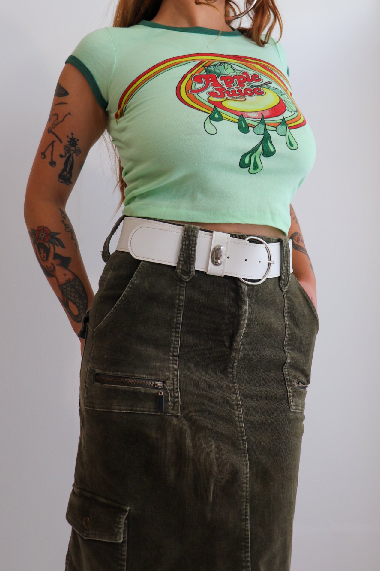 Deadstock White Leather Chunky Belt