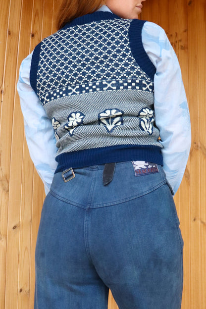 70s Floral Knit Vest