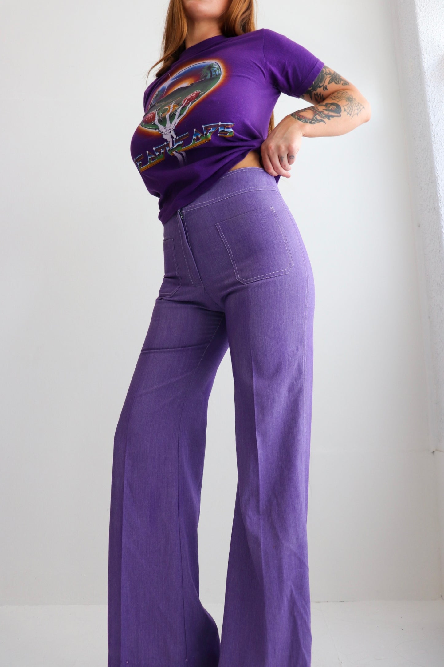 Washed Purple Mid Rise Flares