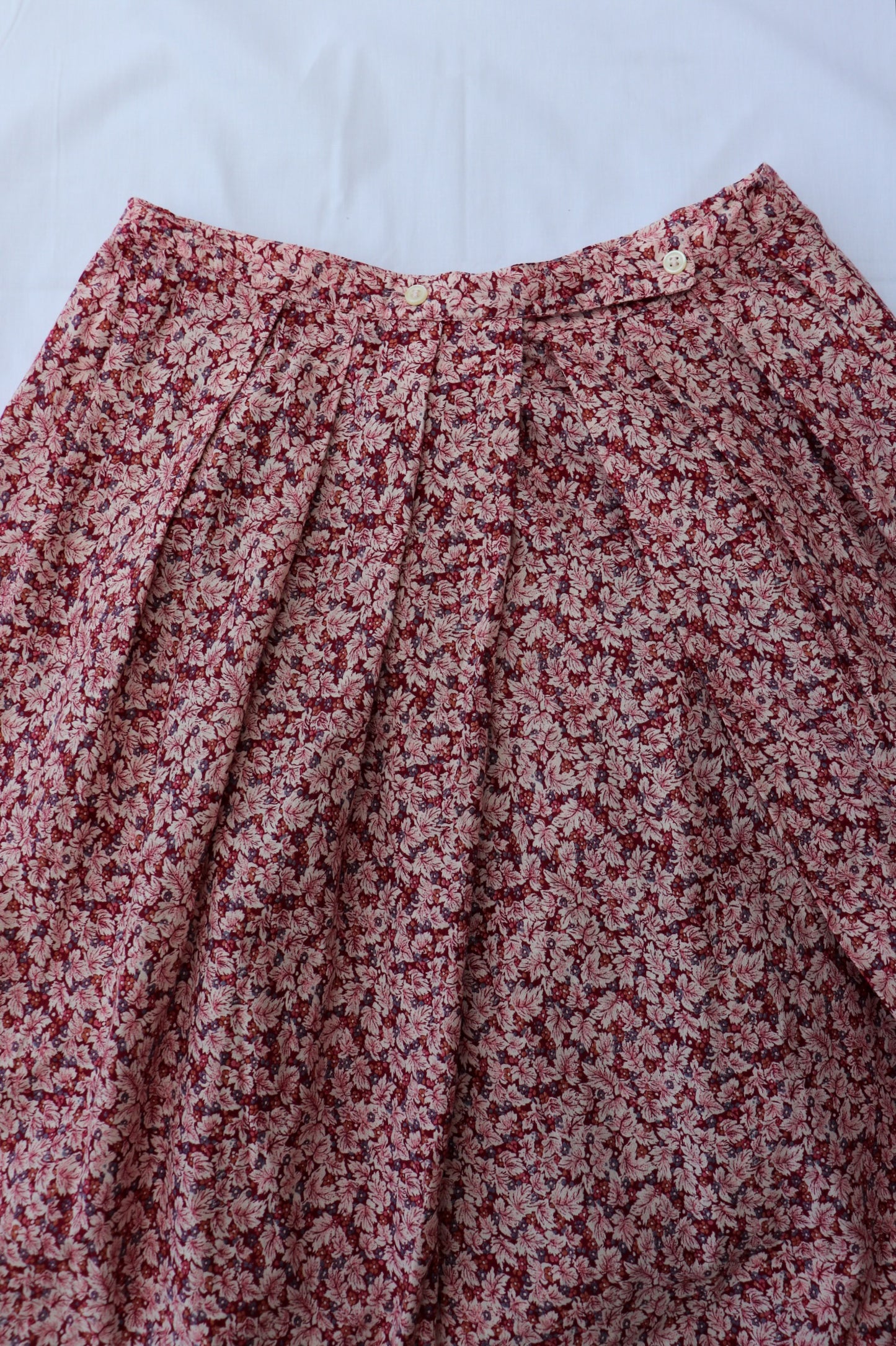 Red Floral Prairie Midi Skirt