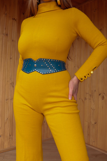 70s Mustard Flared Jumpsuit