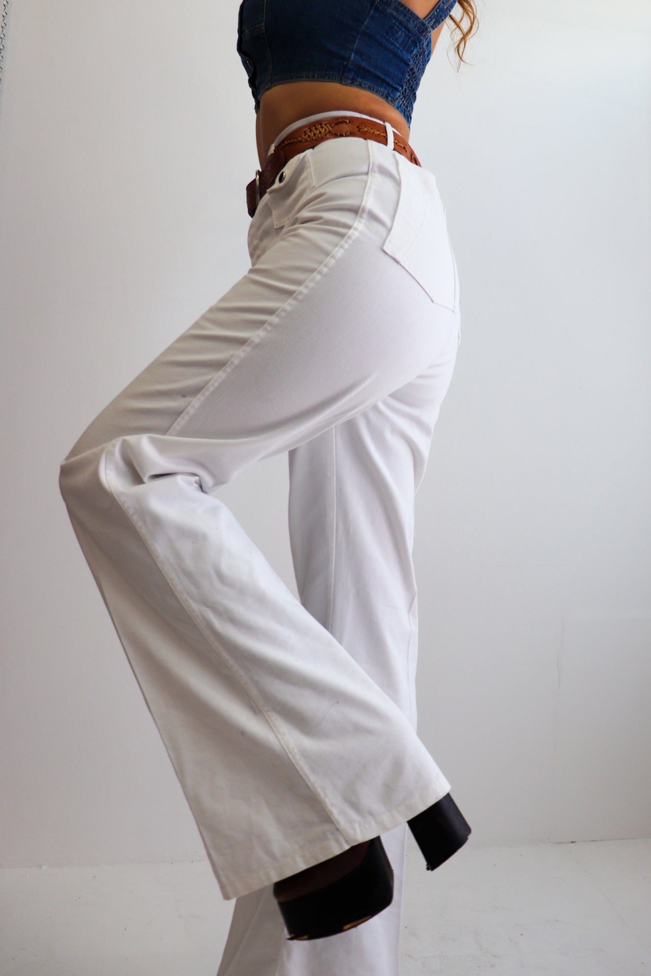 Dead-Stock White Flared Denim Suit