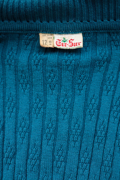 70s Blue Knit Turtleneck