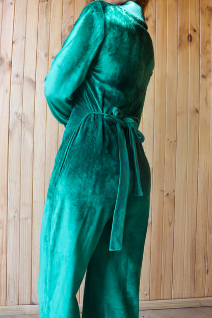 70s Emerald Flared Jumpsuit