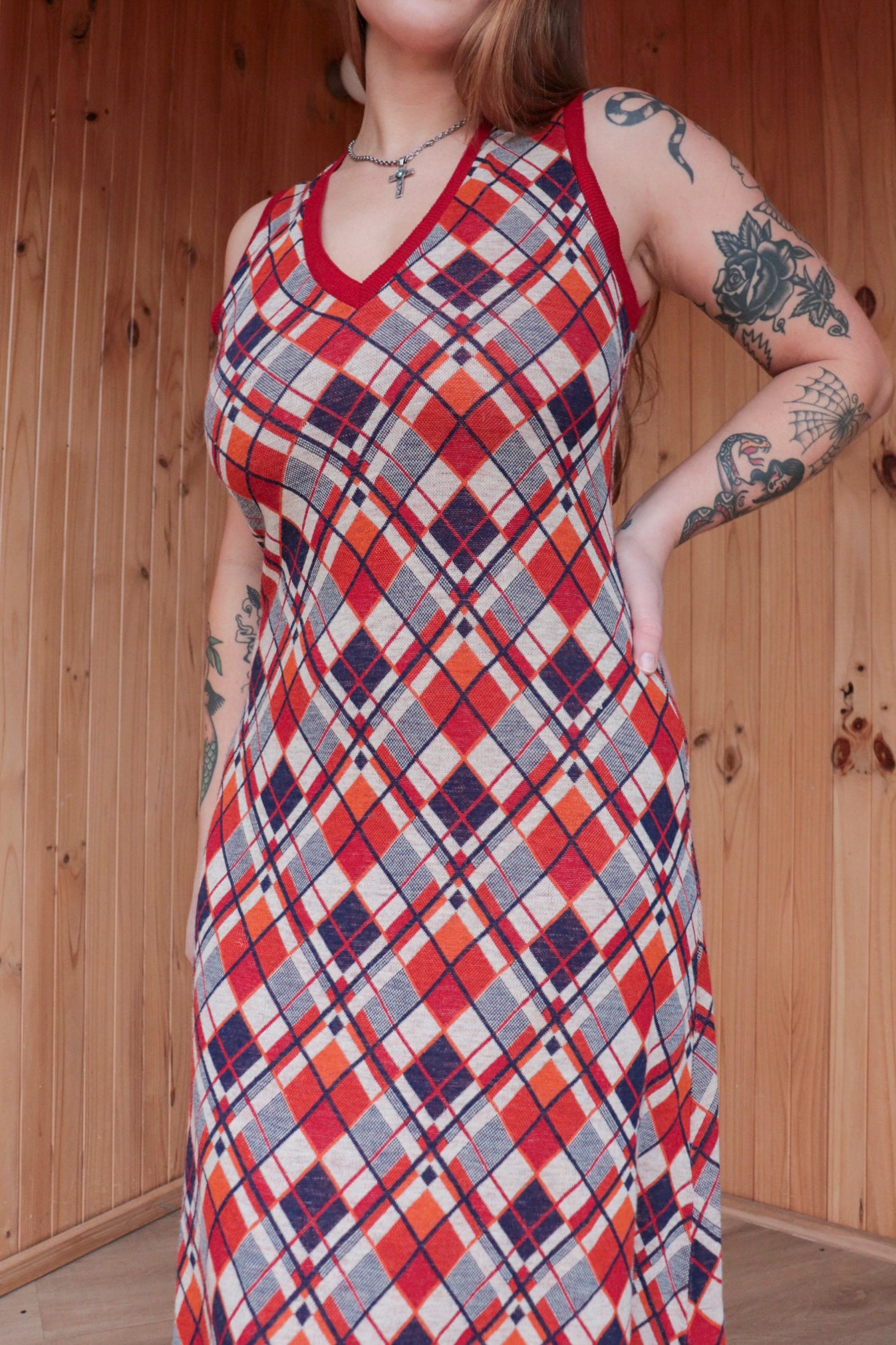 70s Tartan Maxi Dress