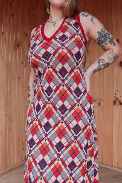 70s Tartan Maxi Dress