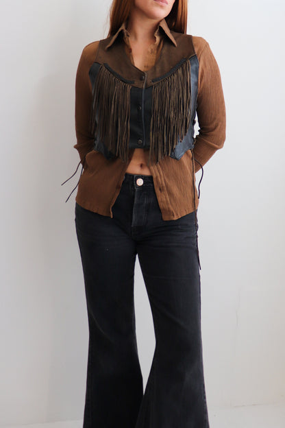 Black & Brown Fringe Vest