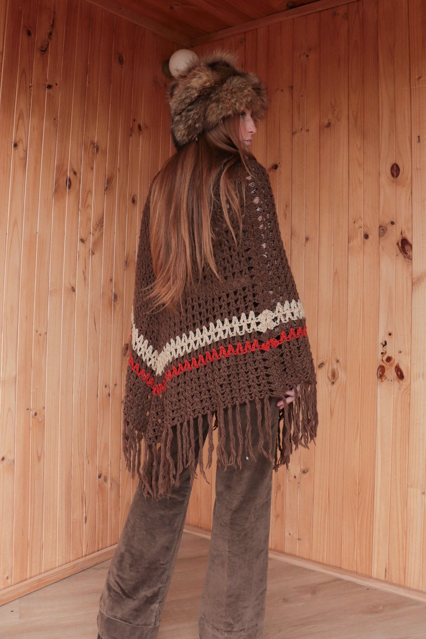 70s Brown Toned Poncho