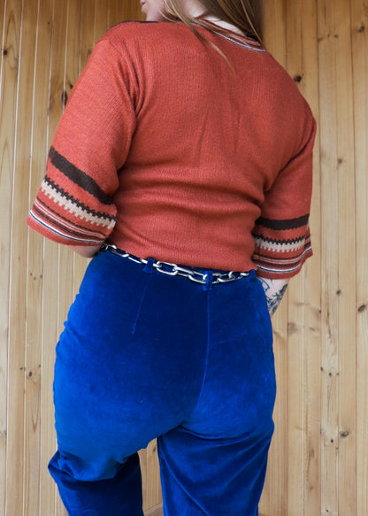 70s Knit Raw Hem Top