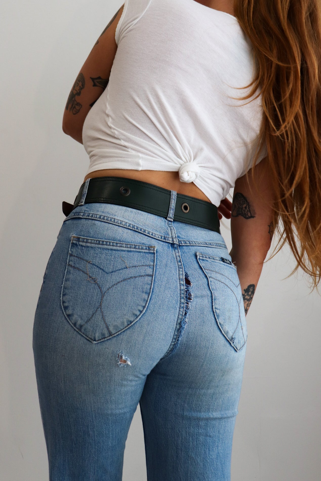 70s Green Leather Belt