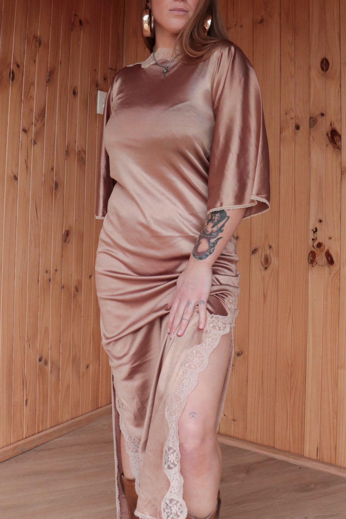 Split Satin Maxi Dress