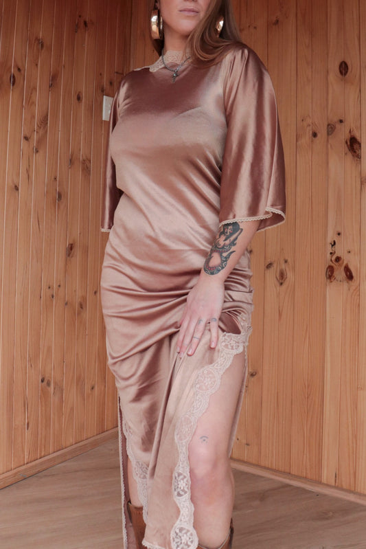 Split Satin Maxi Dress