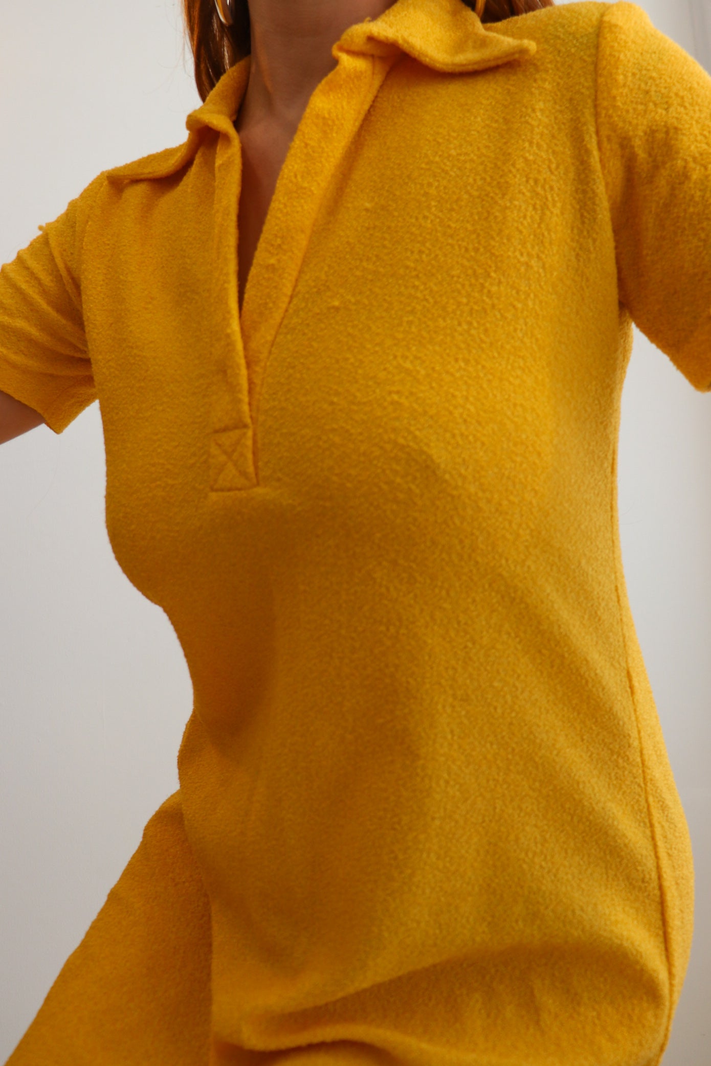 Mustard Yellow Terry Towelling Mini Dress