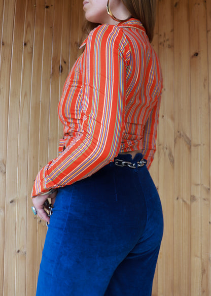 70s Red Stripe Blouse