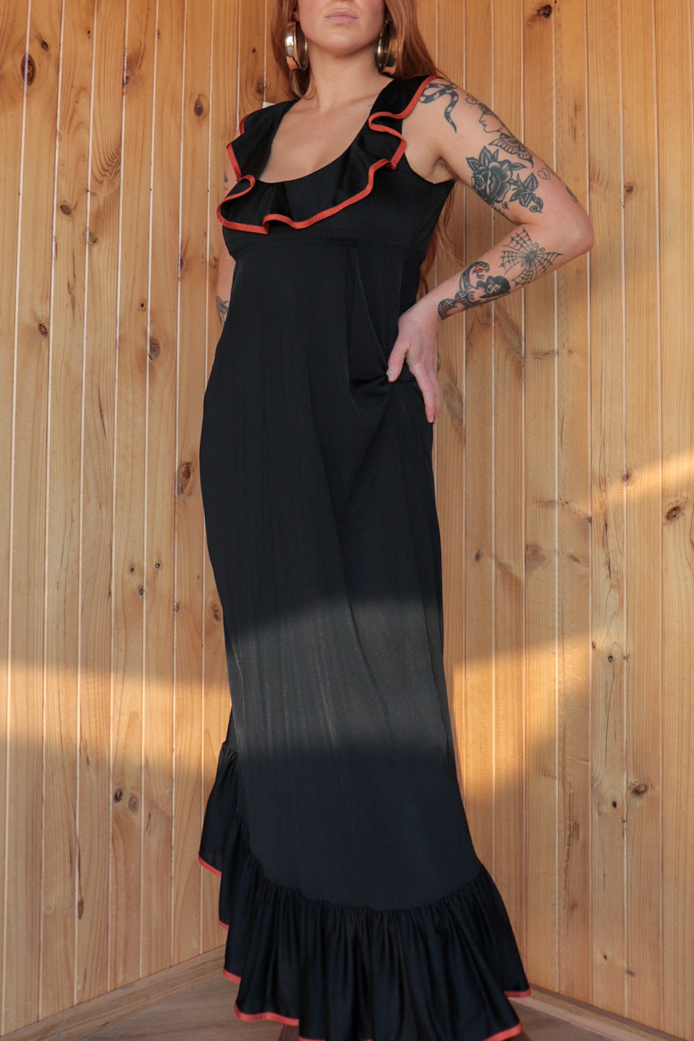 Black Frilly Maxi Dress