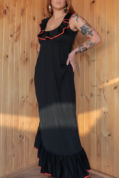 Black Frilly Maxi Dress