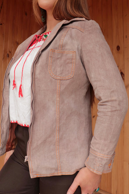Thrashed Denim Embroidered Jacket