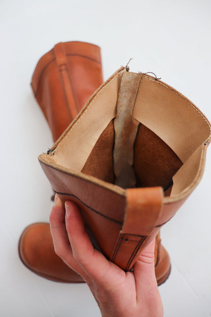 Leather Mid Calf Cowboy Boots