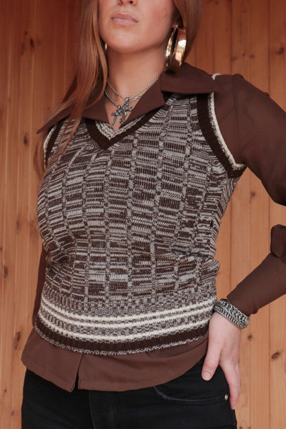 Brown Toned Knit Vest