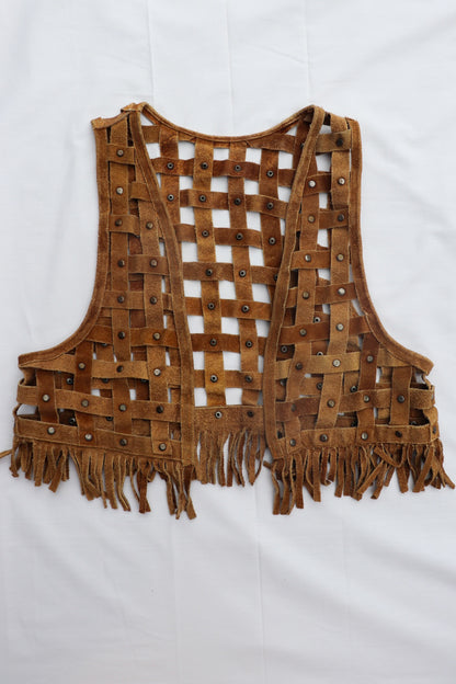 Vintage Tan Suede Cropped Vest
