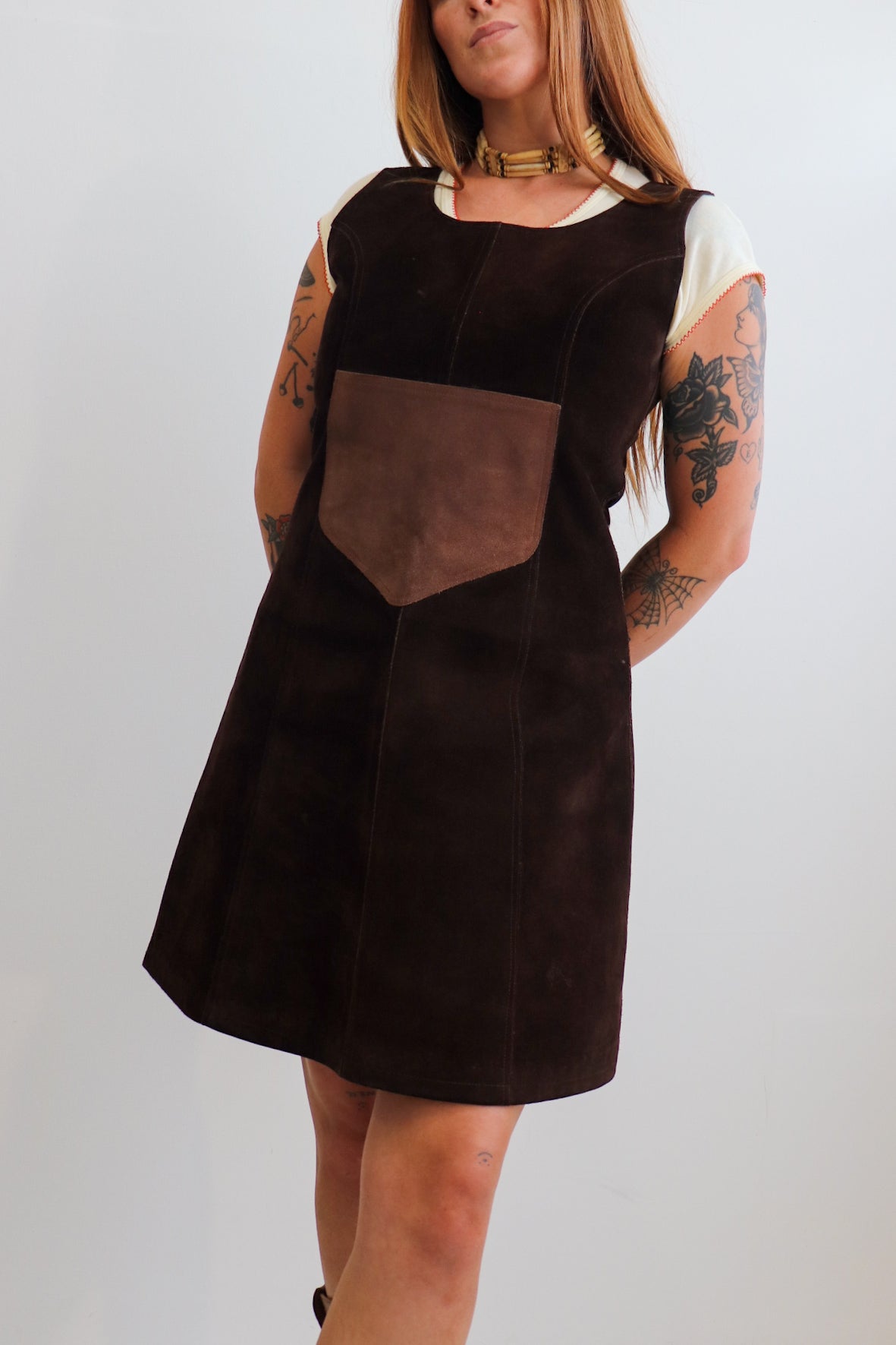 70s Suede Midi Pinafore