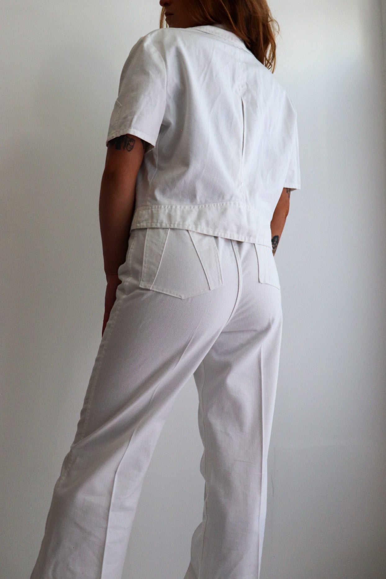 Dead-Stock White Flared Denim Suit