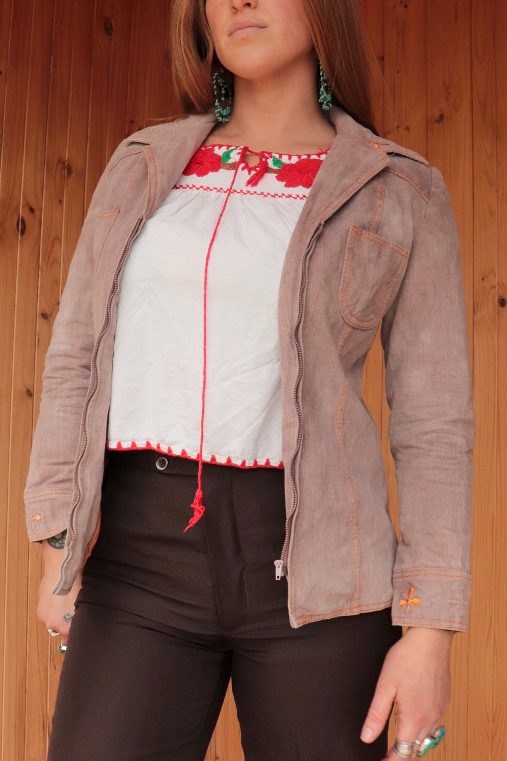 Thrashed Denim Embroidered Jacket