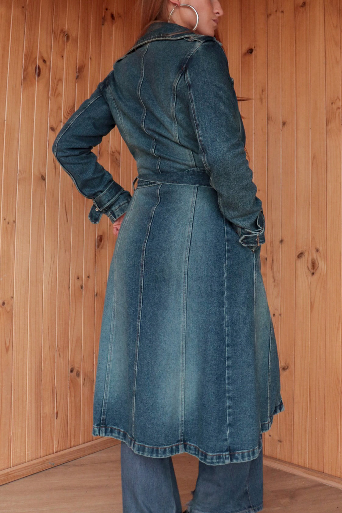 90s Denim Trench Coat