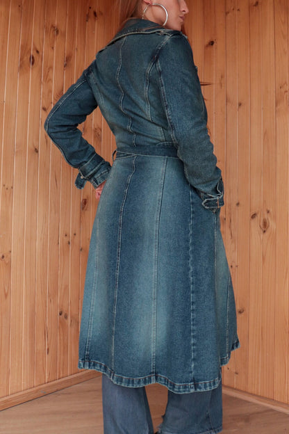 90s Denim Trench Coat