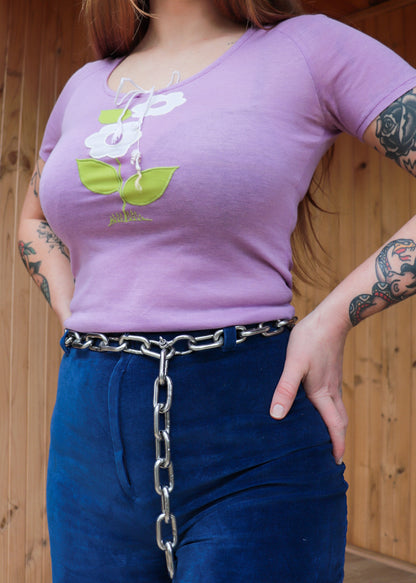 70s Floral Purple Tee