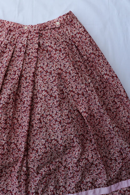Red Floral Prairie Midi Skirt