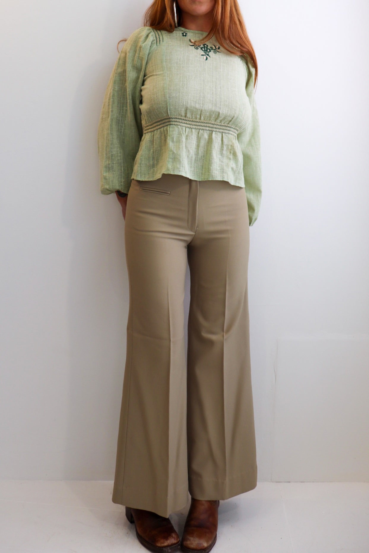 Ecru High Waisted Flares