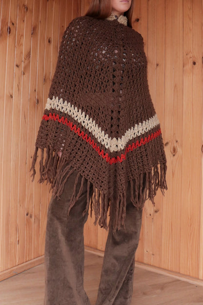 70s Brown Toned Poncho