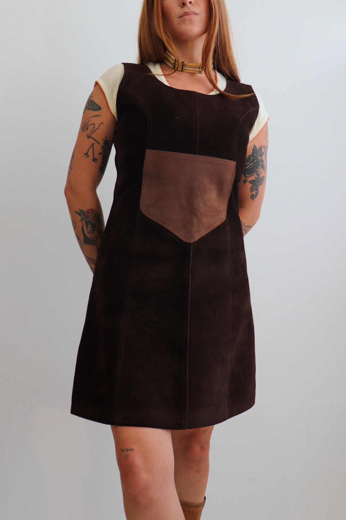 70s Suede Midi Pinafore