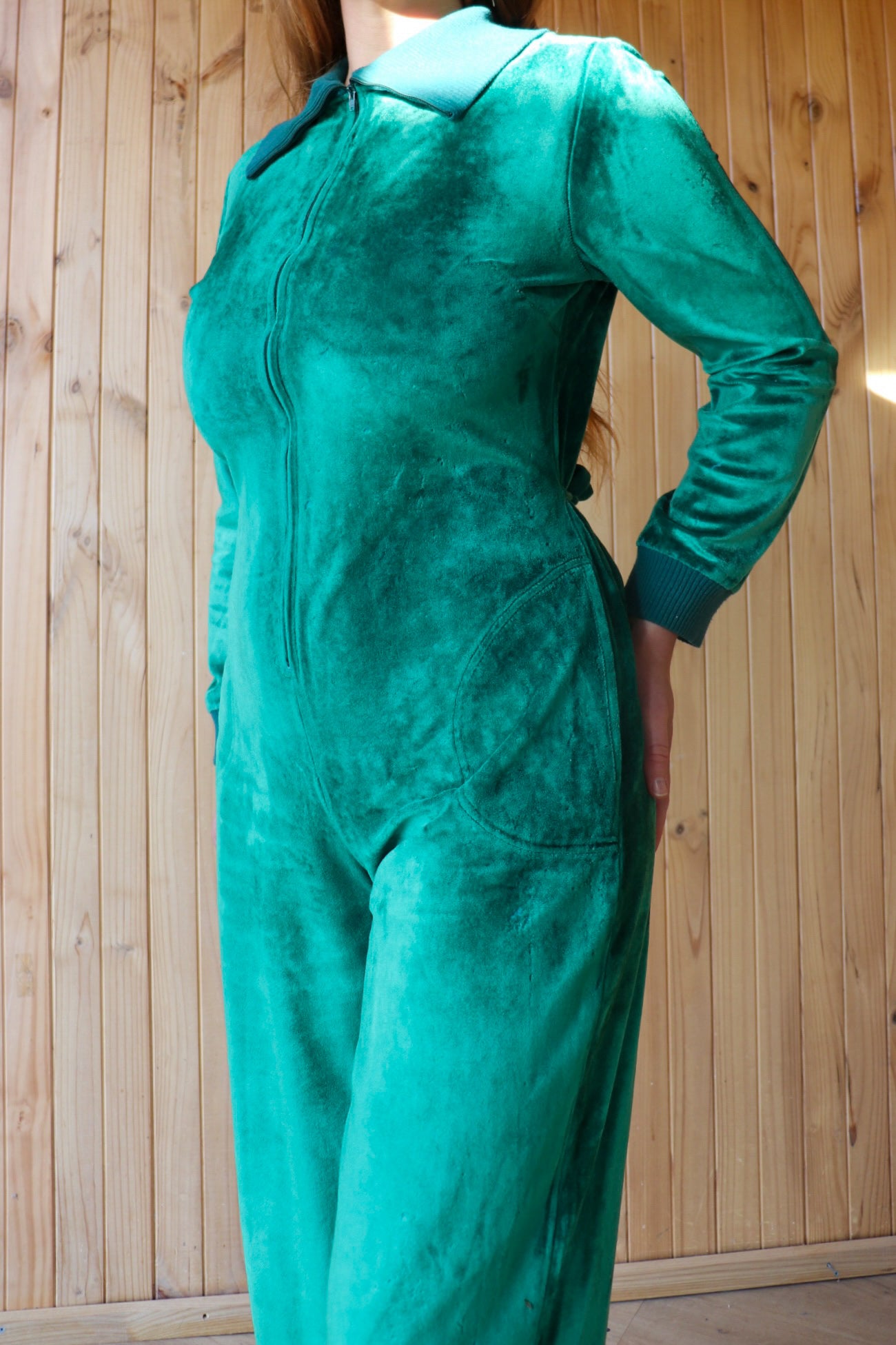 70s Emerald Flared Jumpsuit