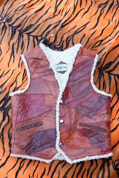 70s Kids Patchwork Leather Vest