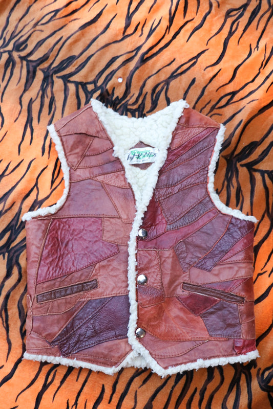 70s Kids Patchwork Leather Vest