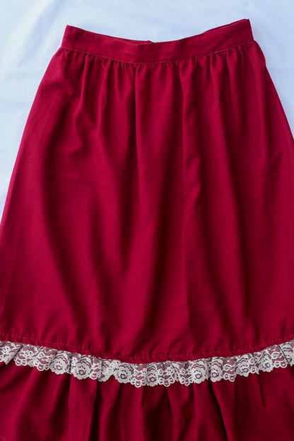 Maroon Midi Prairie Skirt