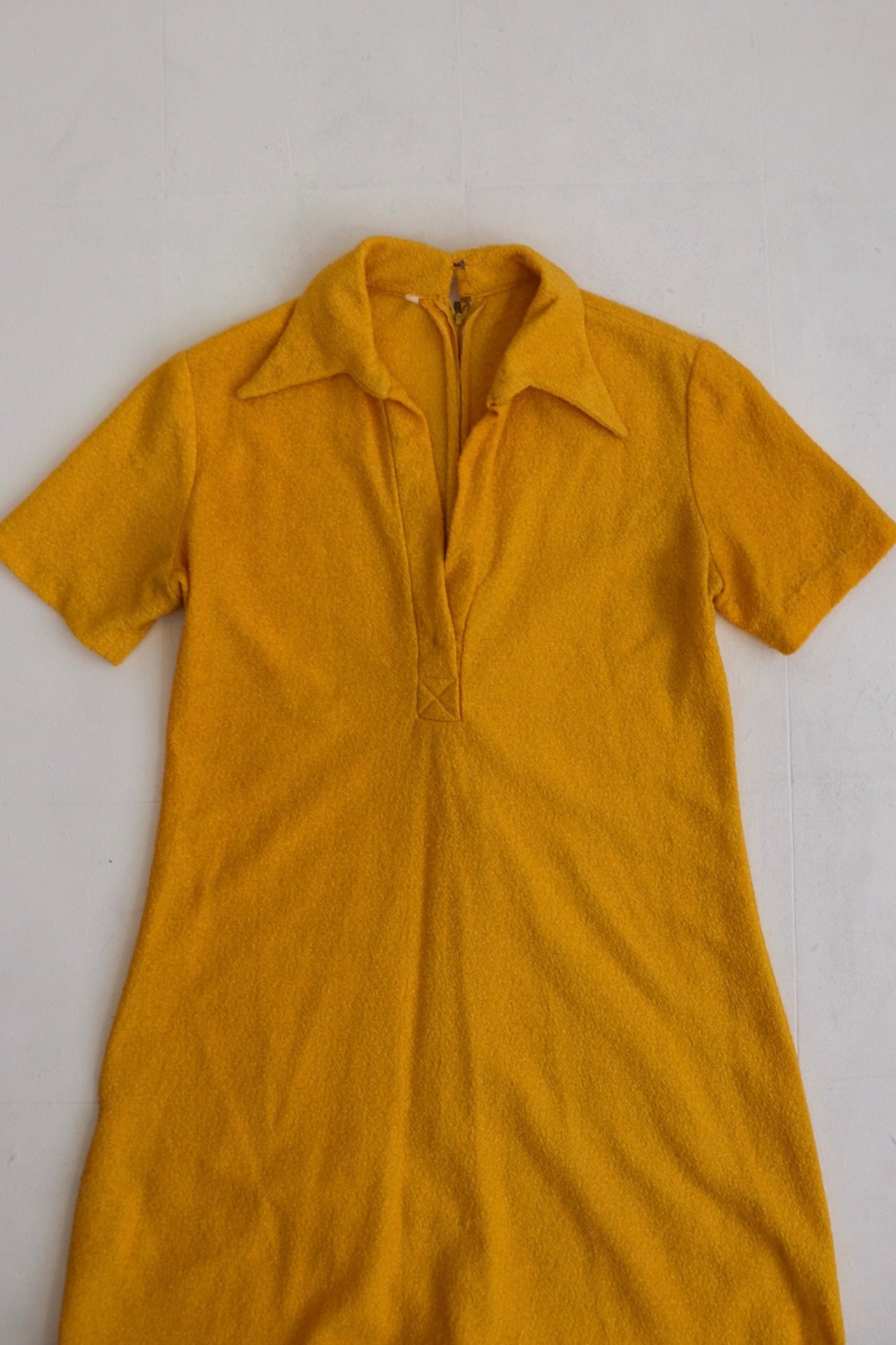 Mustard Yellow Terry Towelling Mini Dress